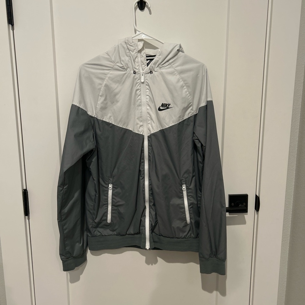Nike Gray and White Hooded Jacket